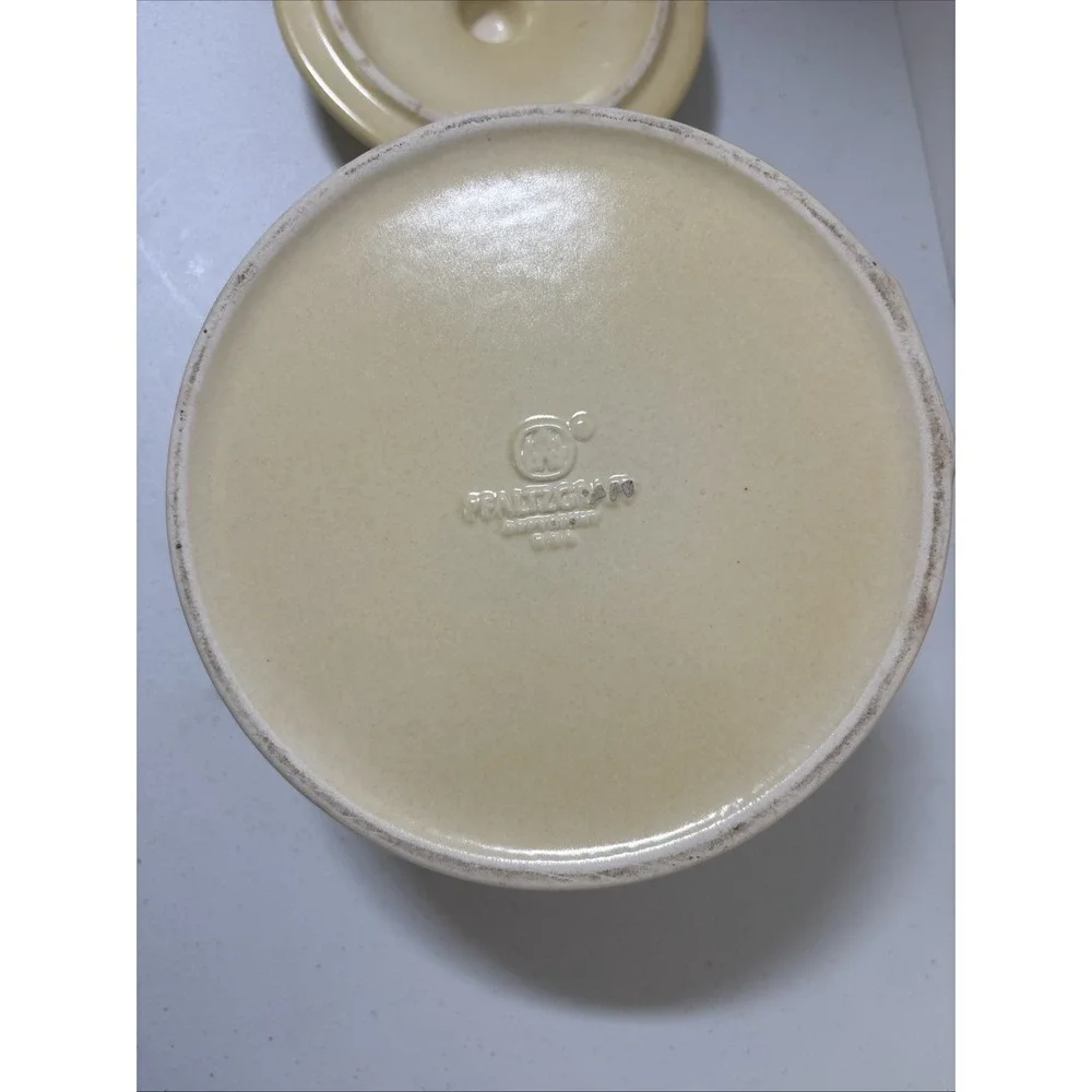 Vintage 70's Pfaltzgraff Village Stoneware Salt Crock with Lid Floral Design